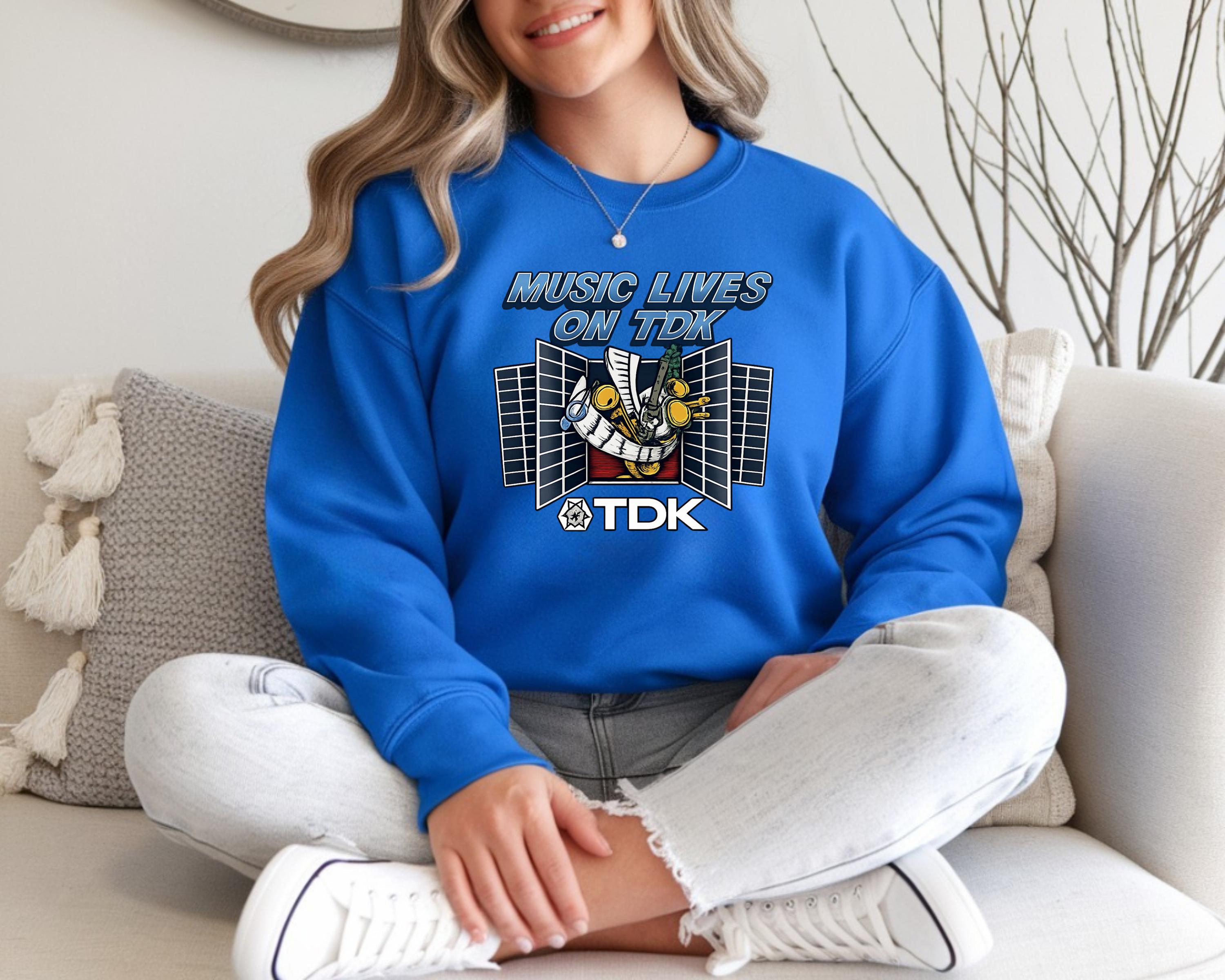 TV Parody Sweatshirt: Music Lives on TDK Design, Gildan Heavyweight