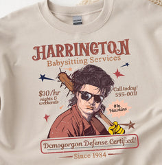 TV Parody Sweatshirt: Harrington Babysitting Services Design, Gildan Heavyweight