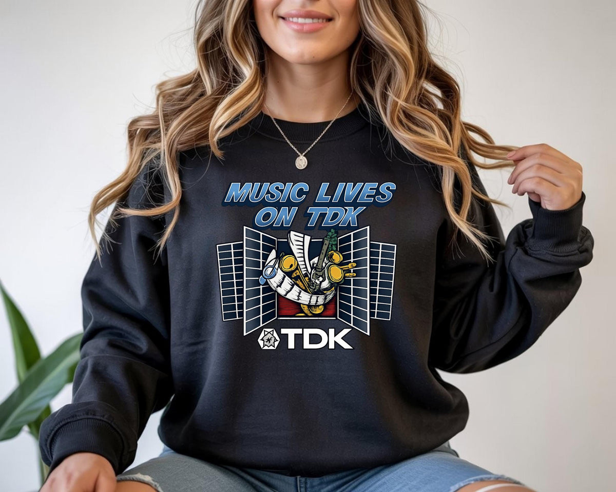 TV Parody Sweatshirt: Music Lives on TDK Design, Gildan Heavyweight