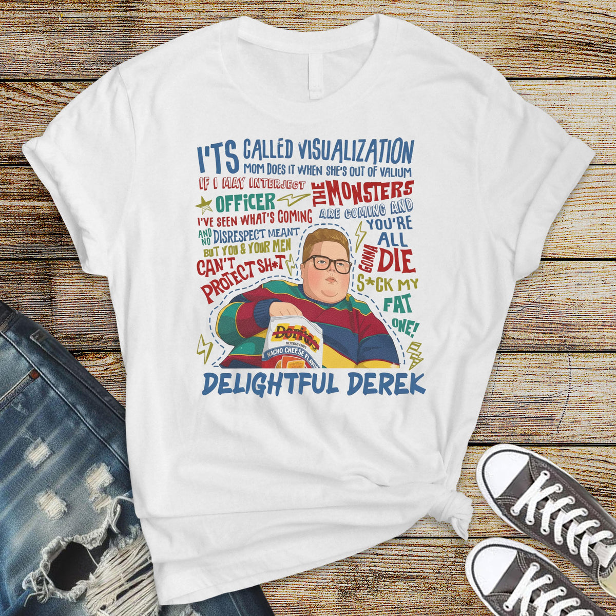 Delightful Derek T-Shirt : TV Parody Visualisation Design, Gildan Softstyle