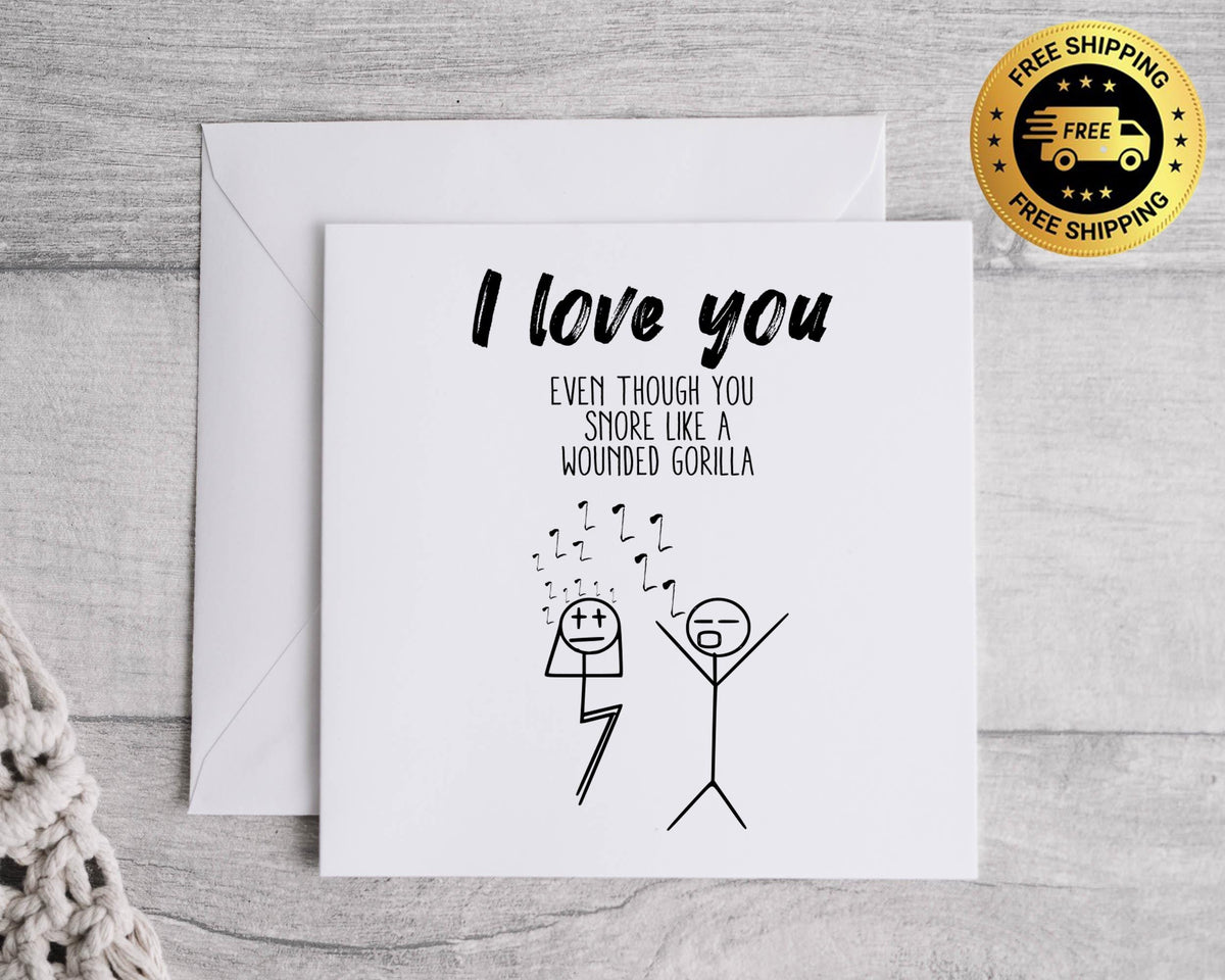 Funny Snoring Gorilla Valentine's Day Card - Rude Love