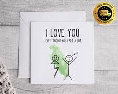 Funny Rude Anniversary Card - I Love You Fart A Lot