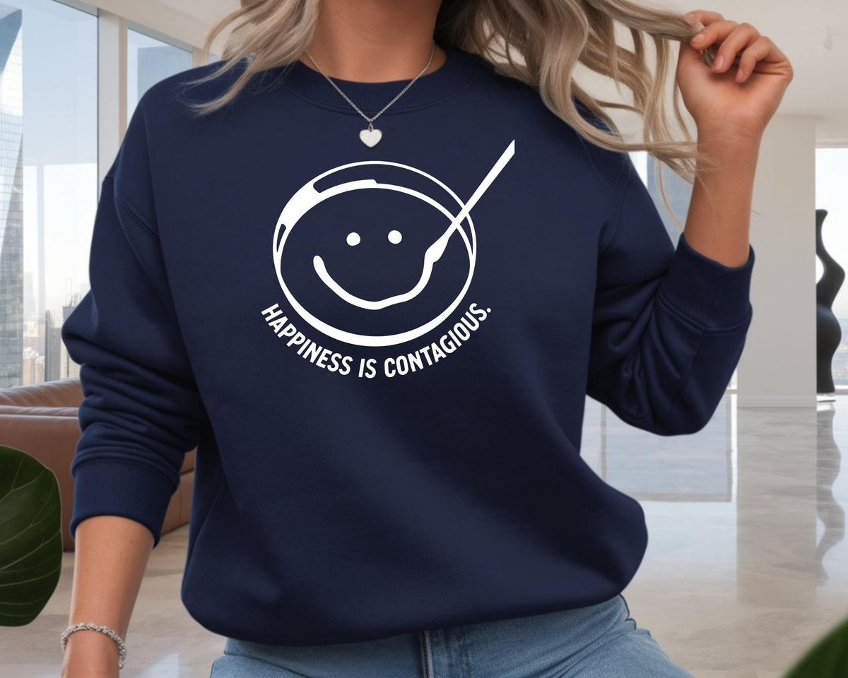 Happiness is Contagious Sweatshirt: Cult TV Curver Design, Gildan Heavyweight