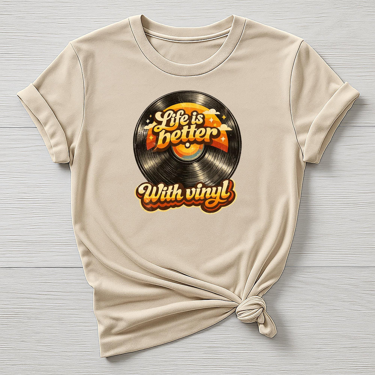 Music T-Shirt : Life is Better With Vinyl Design, Gildan Softstyle