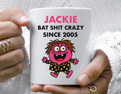 Customisable 21st Birthday Mug for Women – Bat Shit Crazy Design