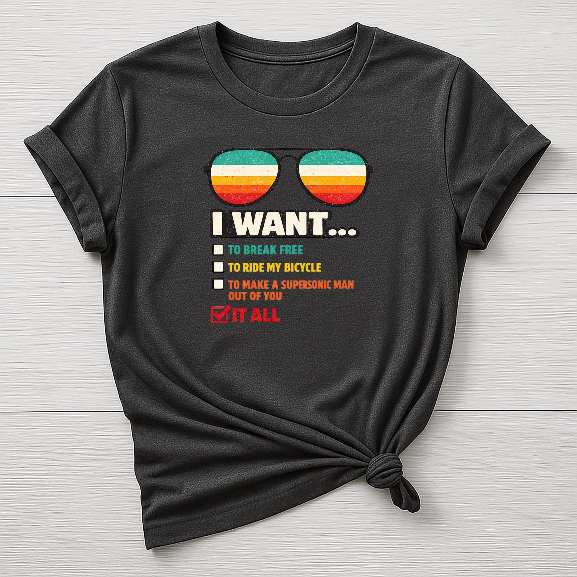 Music T-Shirt : I Want It All Design, Gildan Softstyle