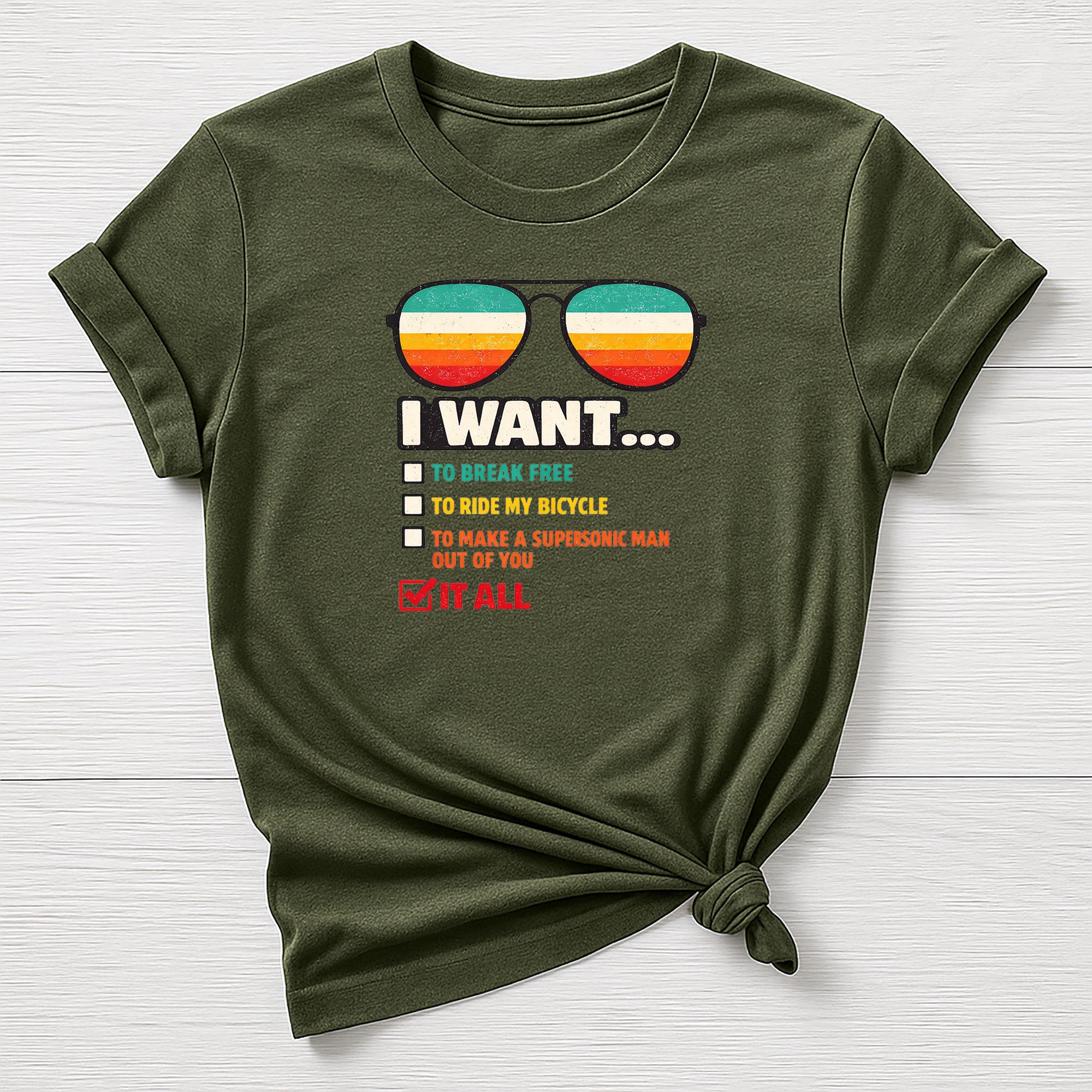 Music T-Shirt : I Want It All Design, Gildan Softstyle