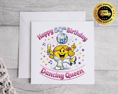 Personalised Ladies 50th Birthday Card: Dancing Queen Design