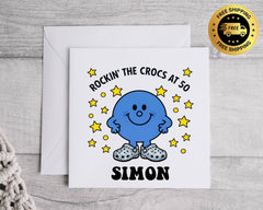 Personalised 50th Birthday Card for Men – Rockin' the Crocs Design
