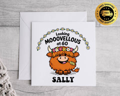 Personalised 60th Birthday Card: Cow Moo Design -Fast UK Shipping