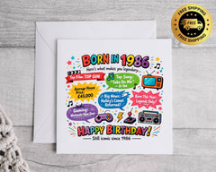 40th Birthday Card - Born In 1986 Design -Year of Birth Trivia