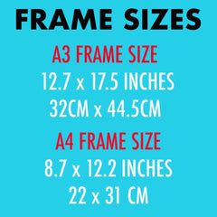 Framed Music Print Wall Art: Vinyl Junkie Design - 2 Sizes A3 - A4