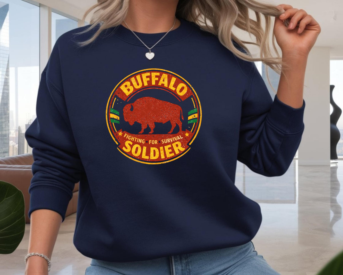 Music Sweatshirt: Buffalo Soldier Design, Gildan Heavyweight