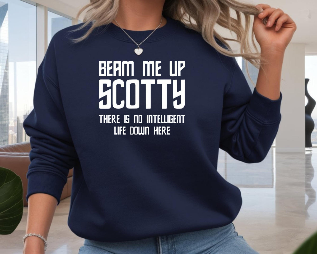 Sci-Fi Parody Sweatshirt: Beam Me Up  Design, Gildan Heavyweight