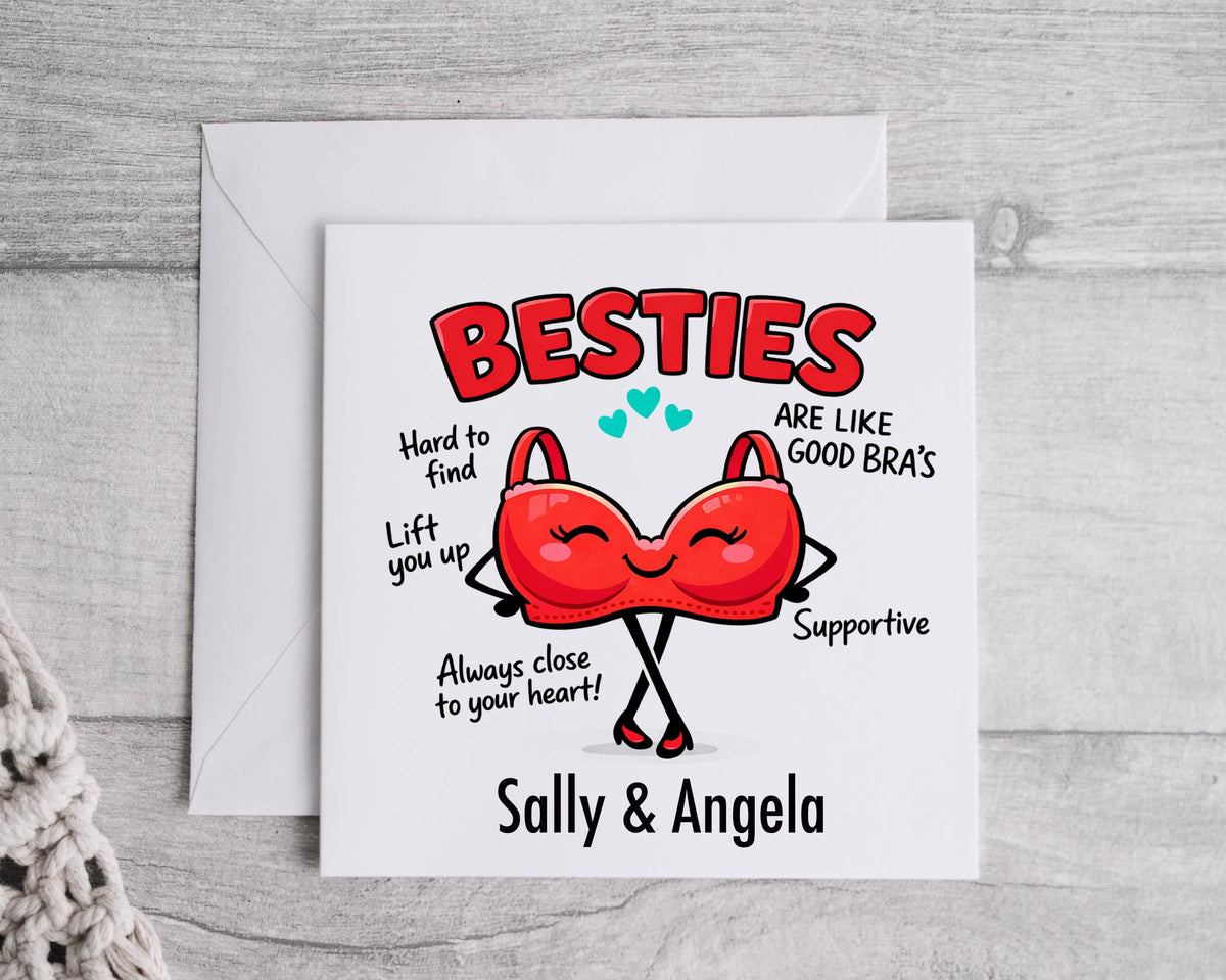 Bestie Birthday Card - Funny Bra Design - Custom print