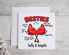 Bestie Birthday Card - Funny Bra Design - Custom print