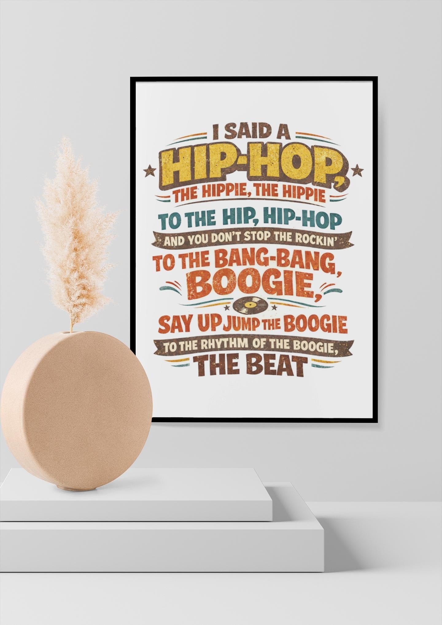 Framed Music Print Wall Art: Hip Hop The Hippee Design - 2 Sizes A3 - A4