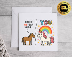Funny 60th Birthday Card, Unicorn Design