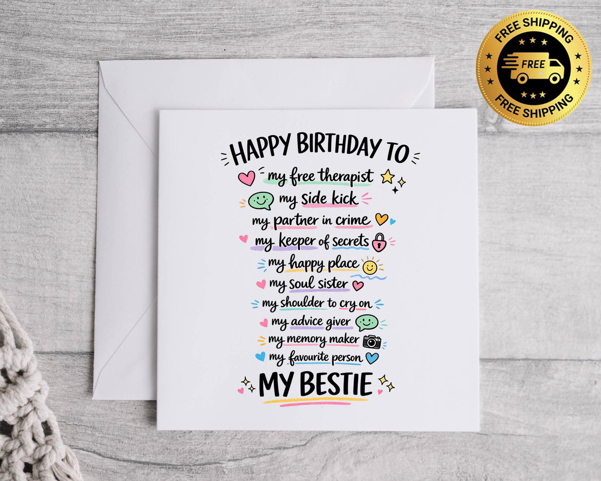 My Bestie Birthday Card - Funny Design - Custom print inside