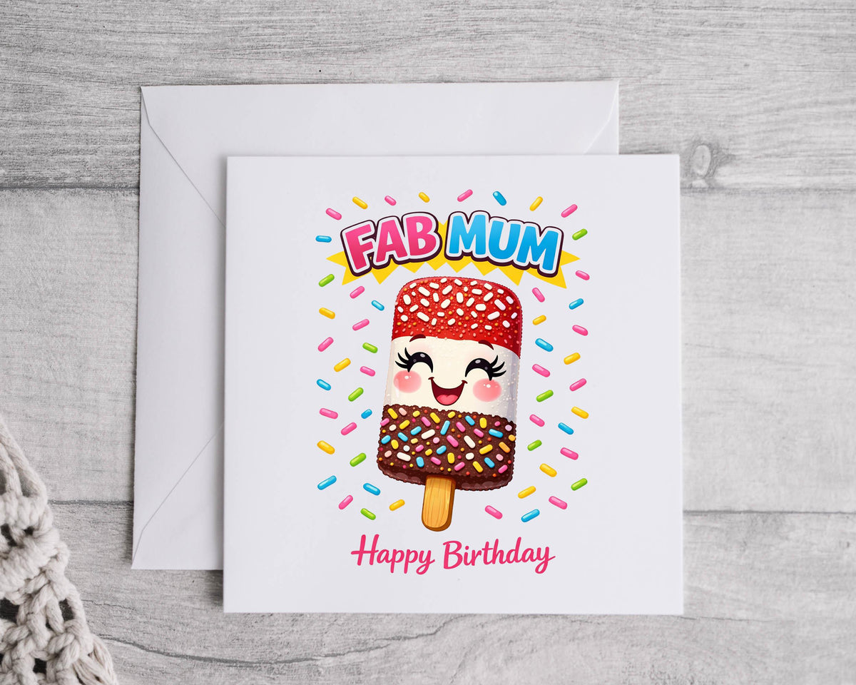 Fab Mum Birthday Card - Funny Design  - Personalised Card  Fast UK Post!