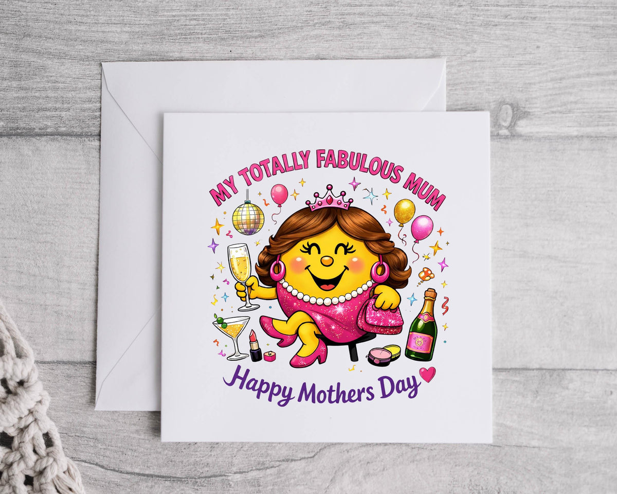Mothers Day Card -  Totally Fab Mum Brown Design