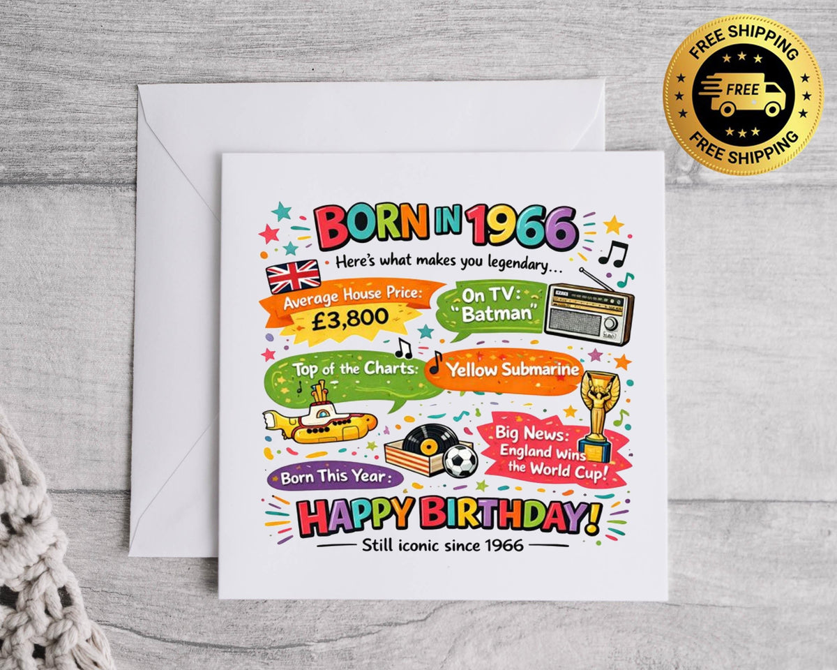 60th Birthday Card - Born In 1966 Design -Year of Birth Trivia