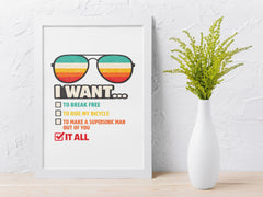 Framed Music Print Wall Art: I Want It All Design - 2 Sizes A3 - A4