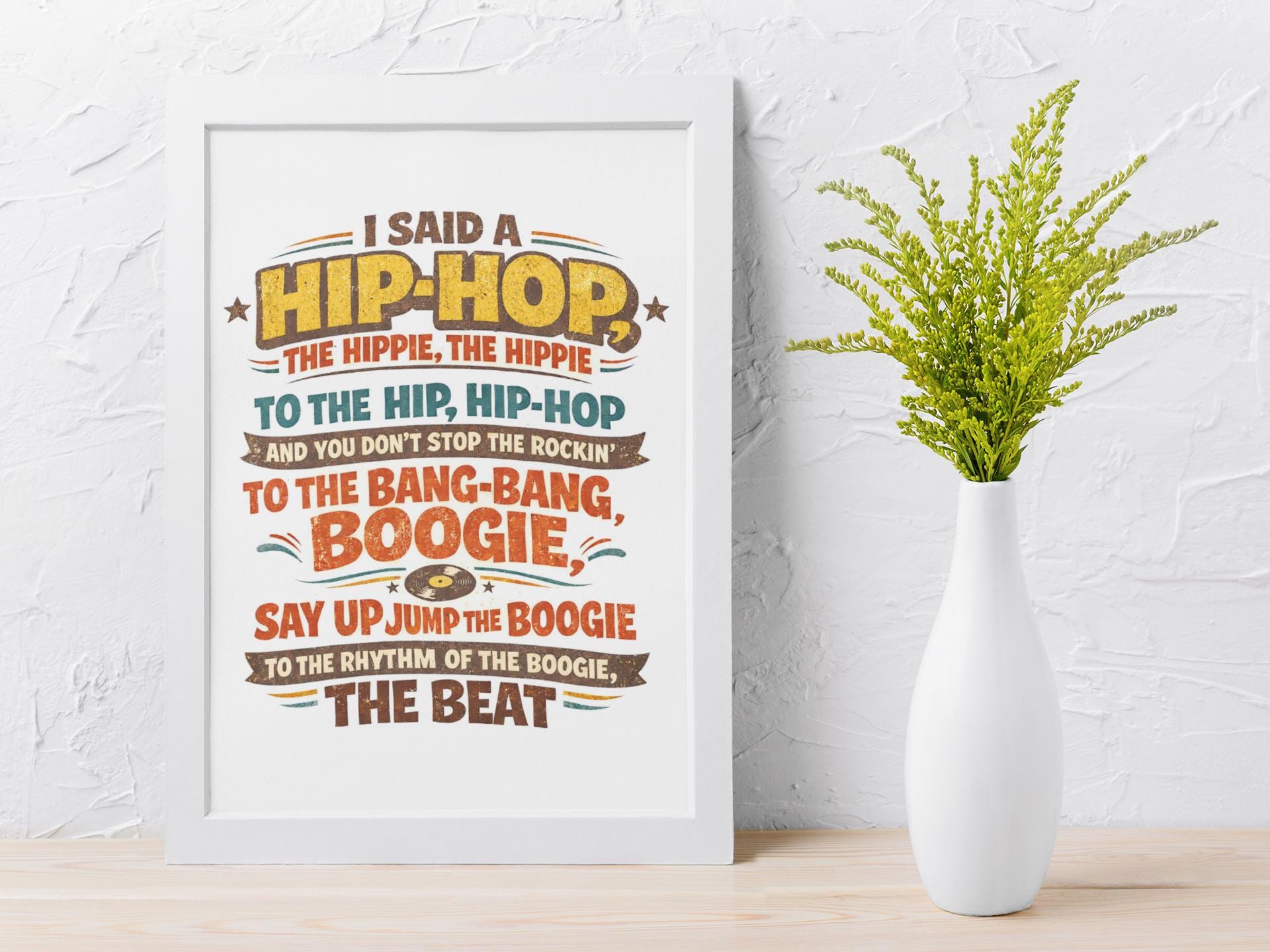 Framed Music Print Wall Art: Hip Hop The Hippee Design - 2 Sizes A3 - A4