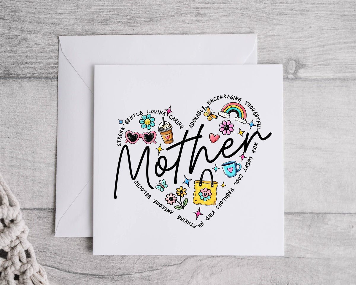 Mothers Day Card -  Mum Word Heart Design