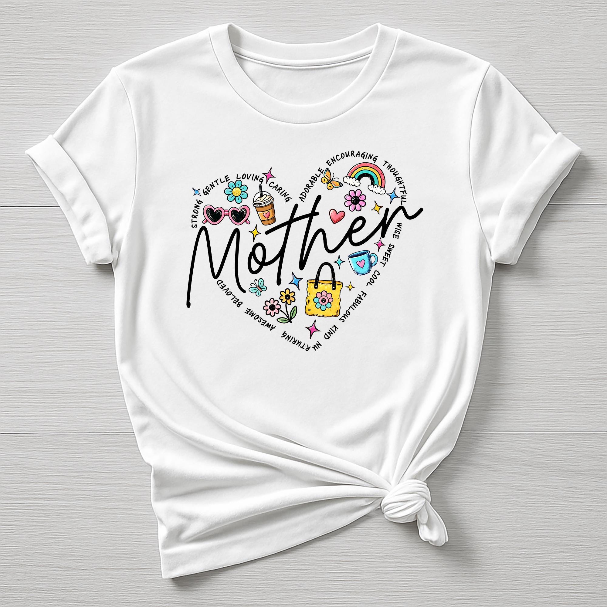 Mothers DayT-Shirt : Mum Word Heart Design, Gildan Softstyle