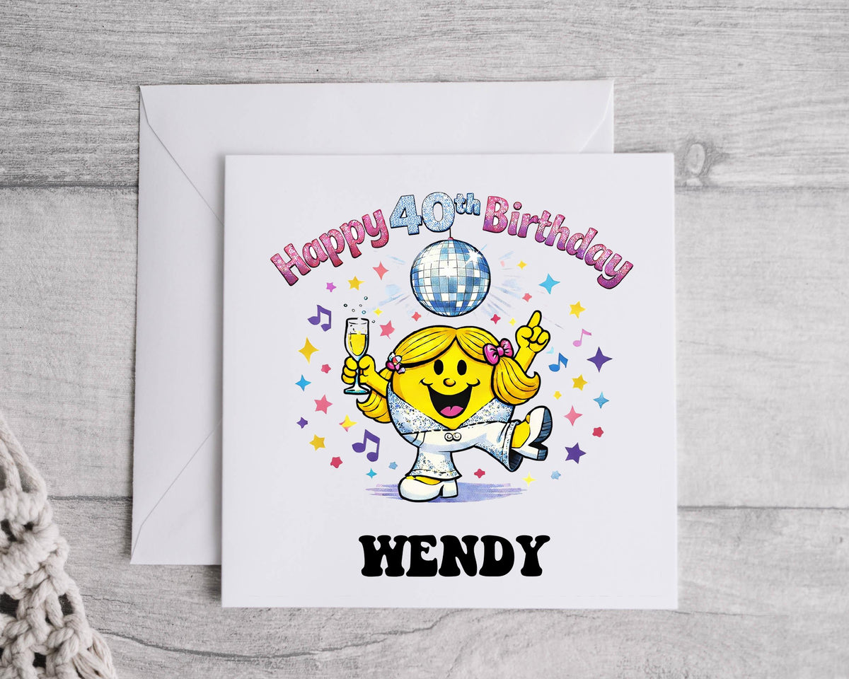 Personalised 40th Birthday Card: Dancing Queen with name Design