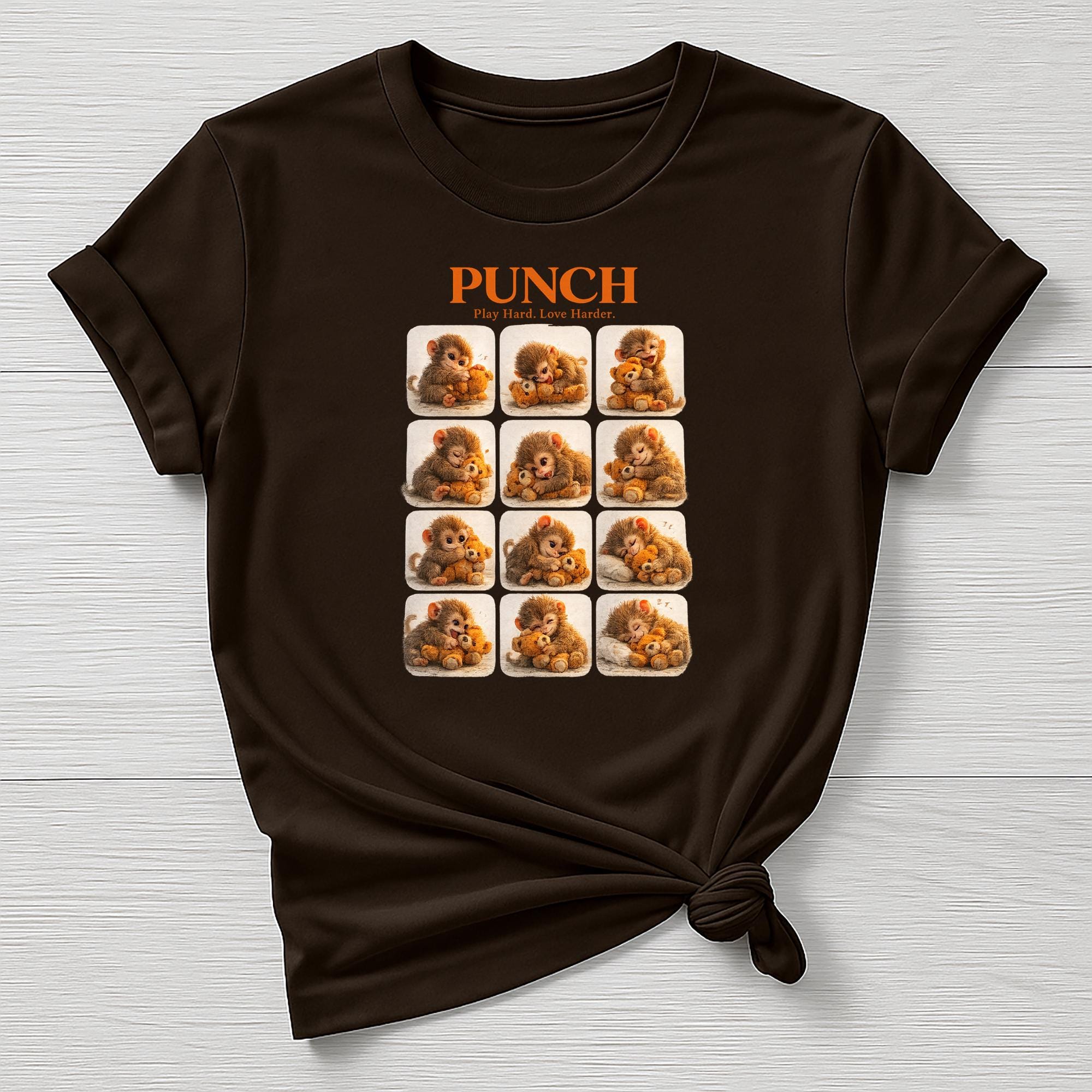 Punch the Zoo Monkey T-Shirt : Play Hard, Love Harder Design, Gildan Softstyle