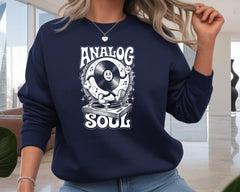 Music Sweatshirt: Analog Soul Design, Navy Blue Gildan Heavyweight