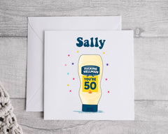 Personalised 50th Birthday Card: 50 Mayo Design - Fast UK Postage