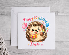 Personalised Birthday Card: Hedgehog Design - Fast UK Shipping