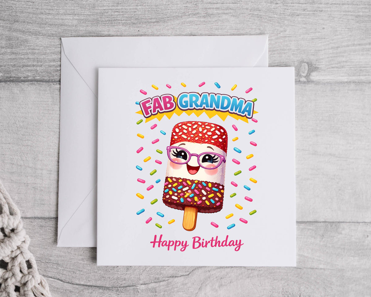 Grandma Birthday Card - Fab Lolly Design with Fast Free UK Post