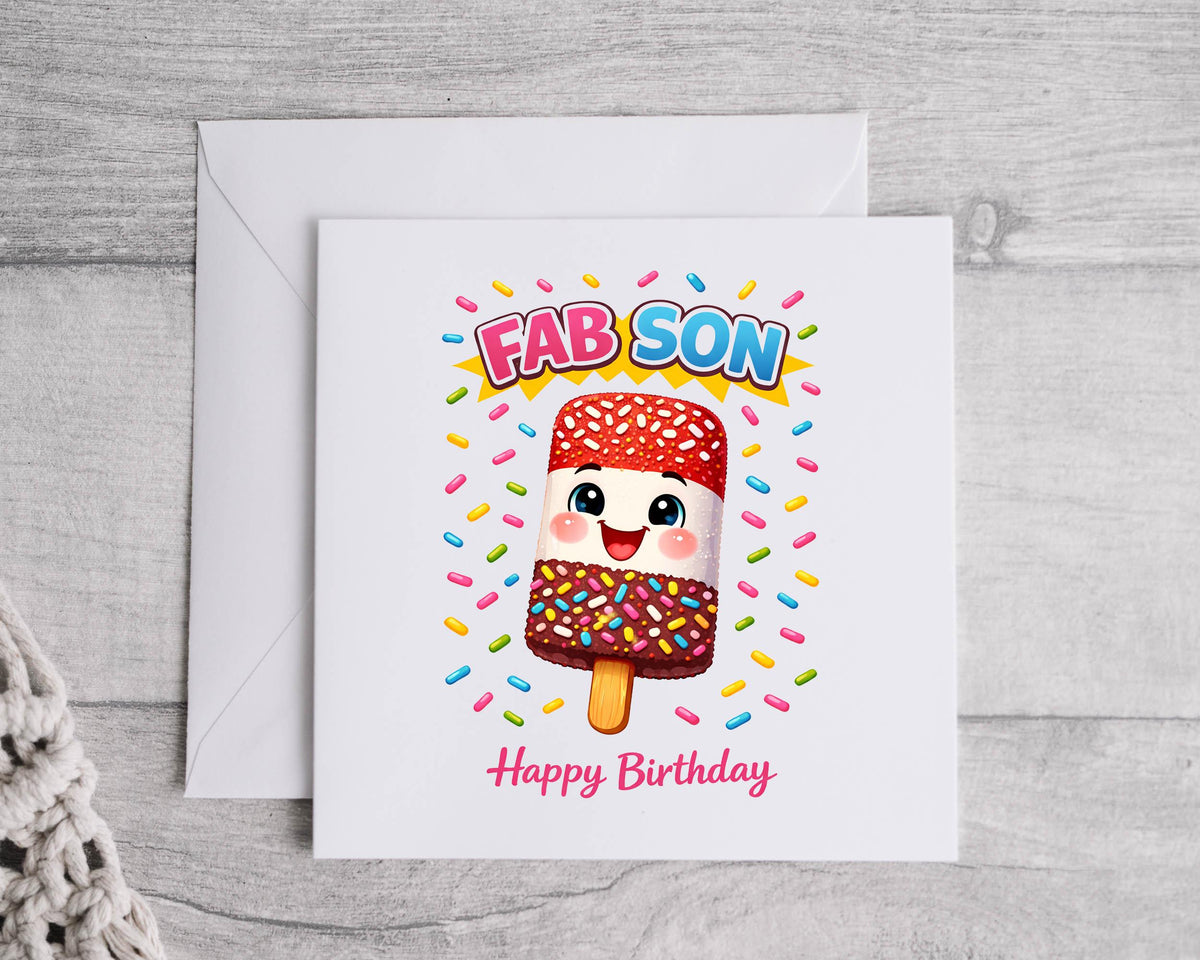 Son Birthday Card - Fab Lolly Design with Fast Free UK Post