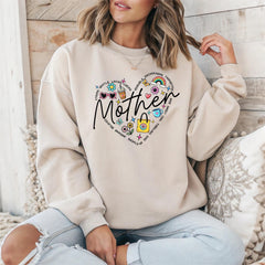 Mothers Day Sweatshirt - Mum Word Heart Design - Gildan Heavyweight