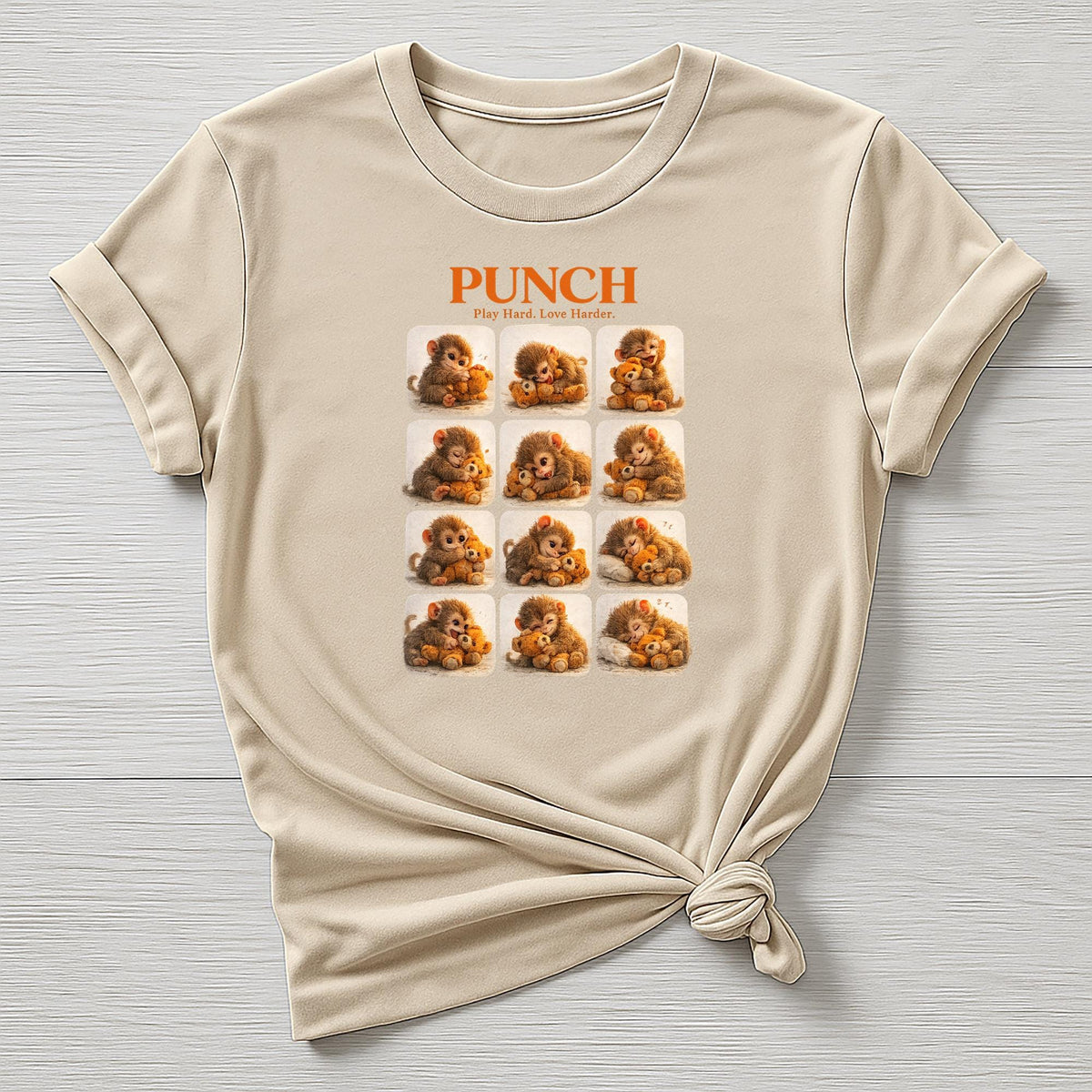 Punch the Zoo Monkey T-Shirt : Play Hard, Love Harder Design, Gildan Softstyle