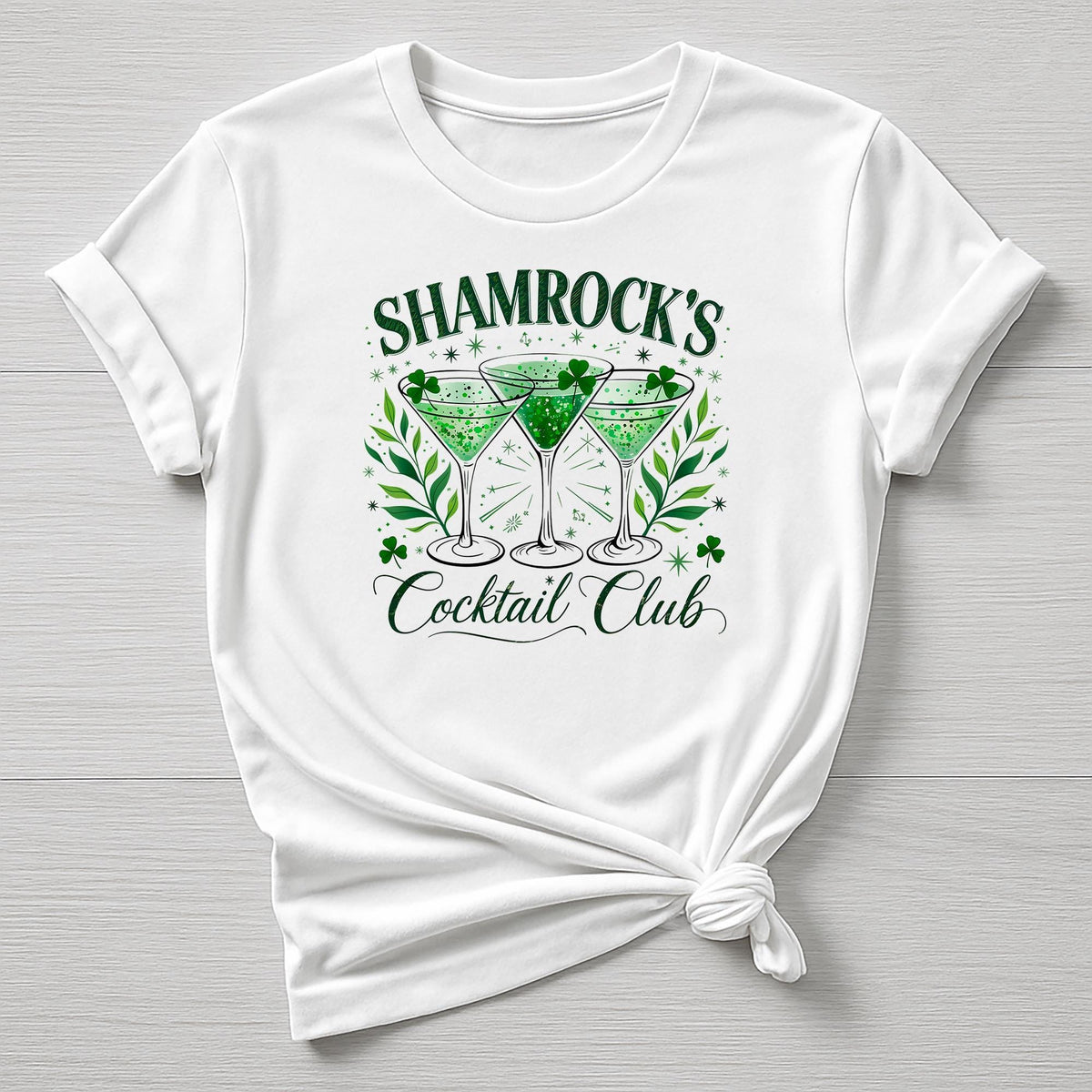 St Patricks Day T-Shirt : Shamrocks Cocktail Design, Gildan Softstyle