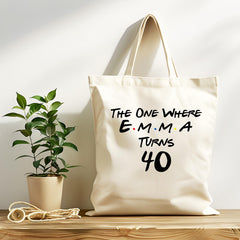 Personalised 40th Birthday Tote Bag - Friends Design - Tracked UK Shipping