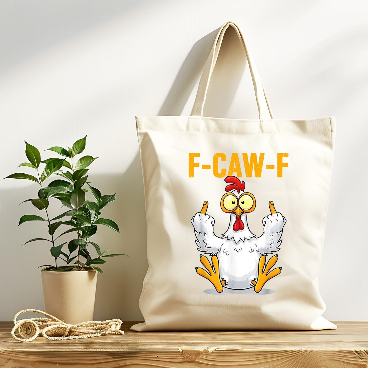 F-Caw-Tote Bag - Funny Chicken Fingers Gift - Tracked UK Post