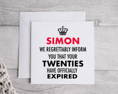 Personalised 30th Birthday Card: Your 20s have Expired Design - Fast UK Postage