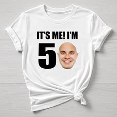 Personalised 50th Birthday T-Shirt - Look Who's 50 Design - Custom Face Tee