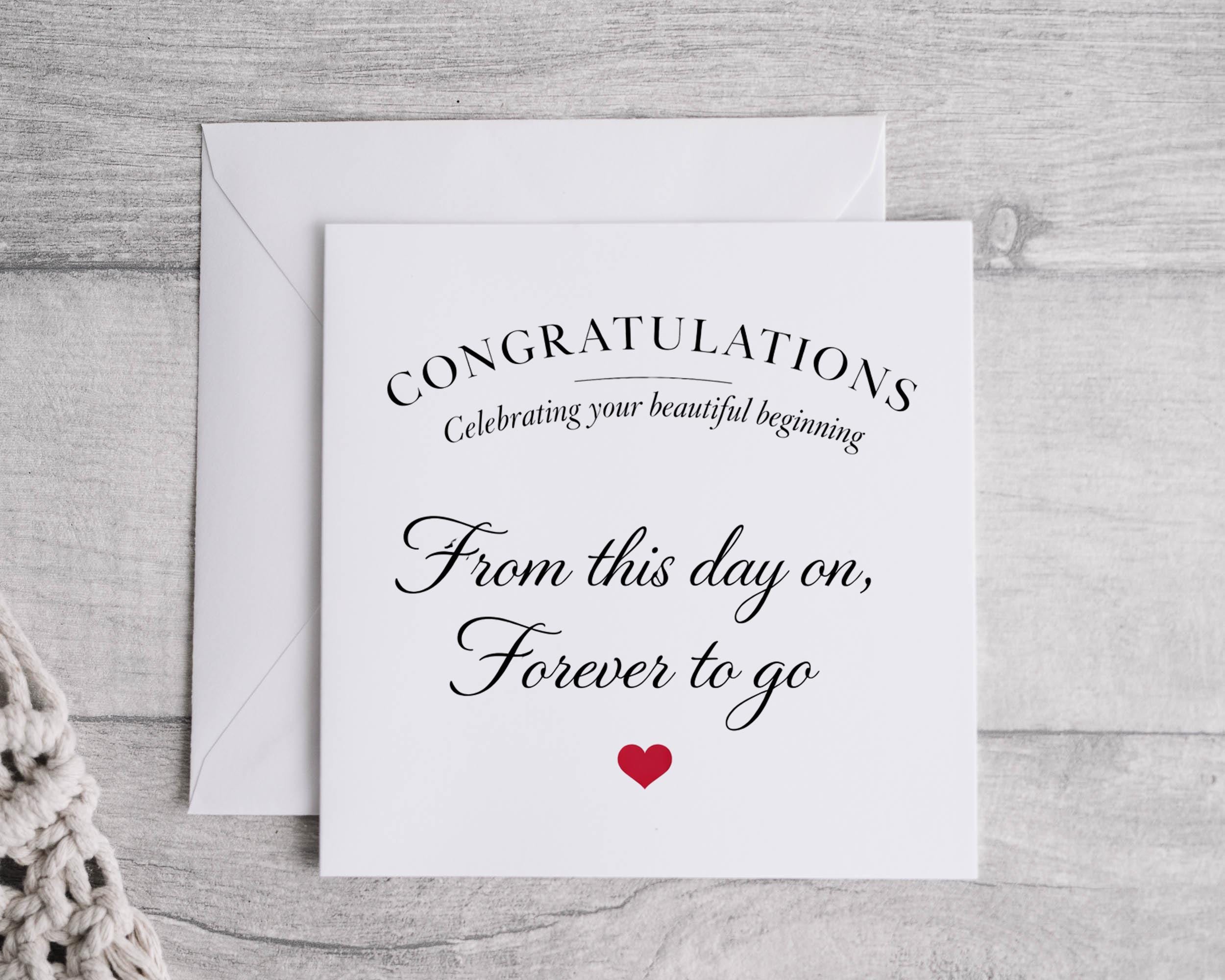 Personalised Wedding  Card – Forever to Go Design with Custom Text – Fast UK Postage