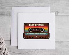 Personalised 60th Birthday Card: Retro Cassette 1966 Design - Fast UK Shipping