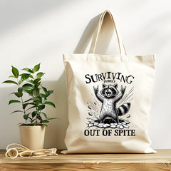 Funny Racoon Tote Bag - Surviving Purely Out of Spite - Tracked UK Post