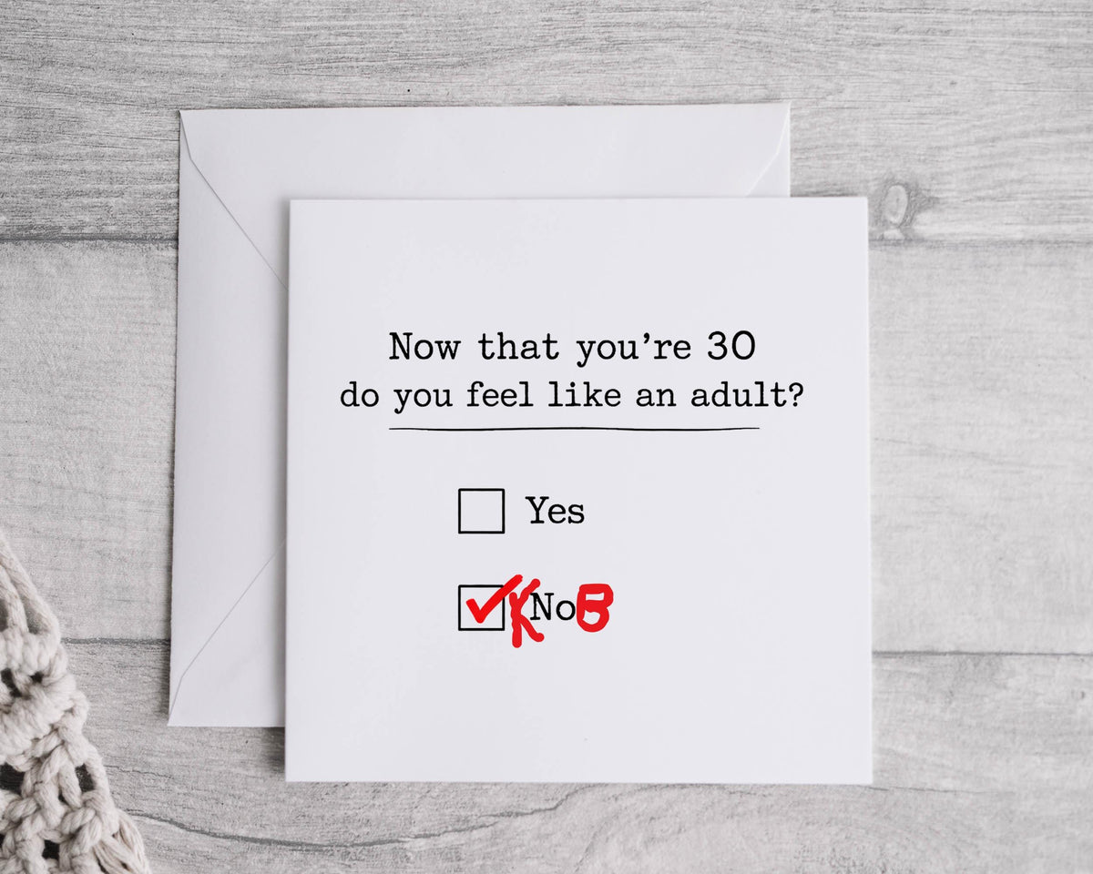 Funny 30th Birthday Card: Grown Up Design - Fast UK Postage