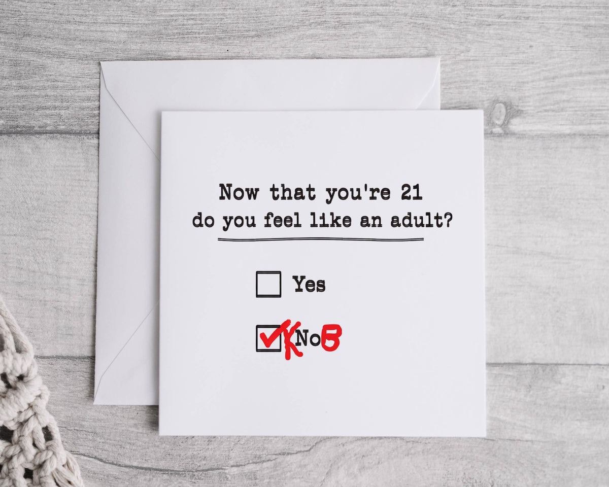 Funny 21st Birthday Card: Grown Up Design - Fast UK Postage