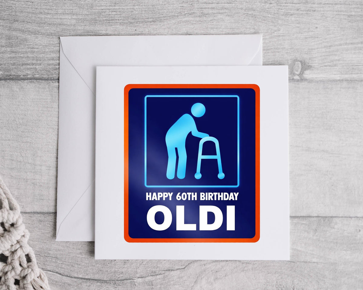 Personalised 60th Birthday Card: Aldi Oldi Design - Fast UK Shipping